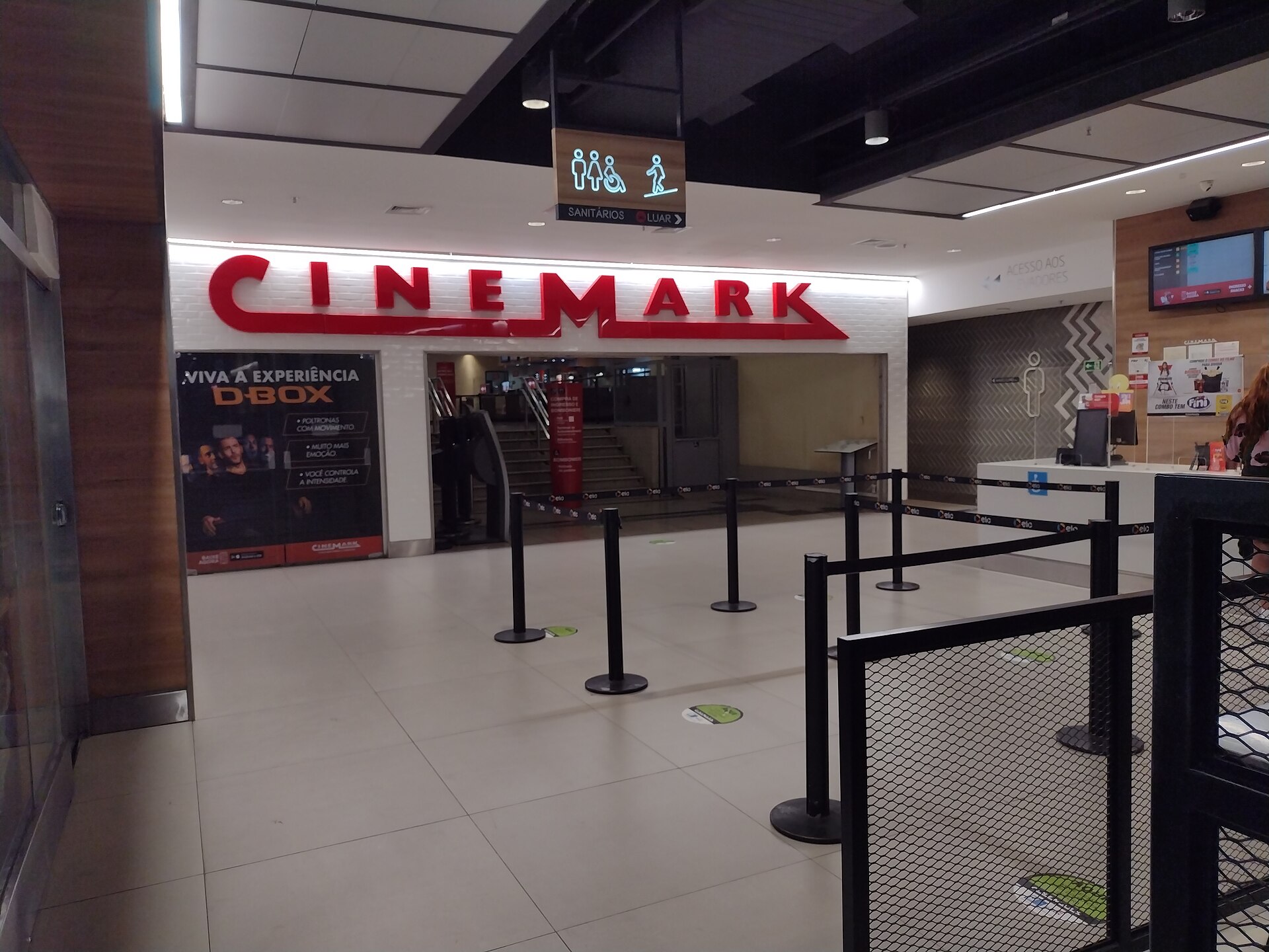 The red Cinemark sign above the entrance to a cinema in a Rio de Janeiro shopping centre
