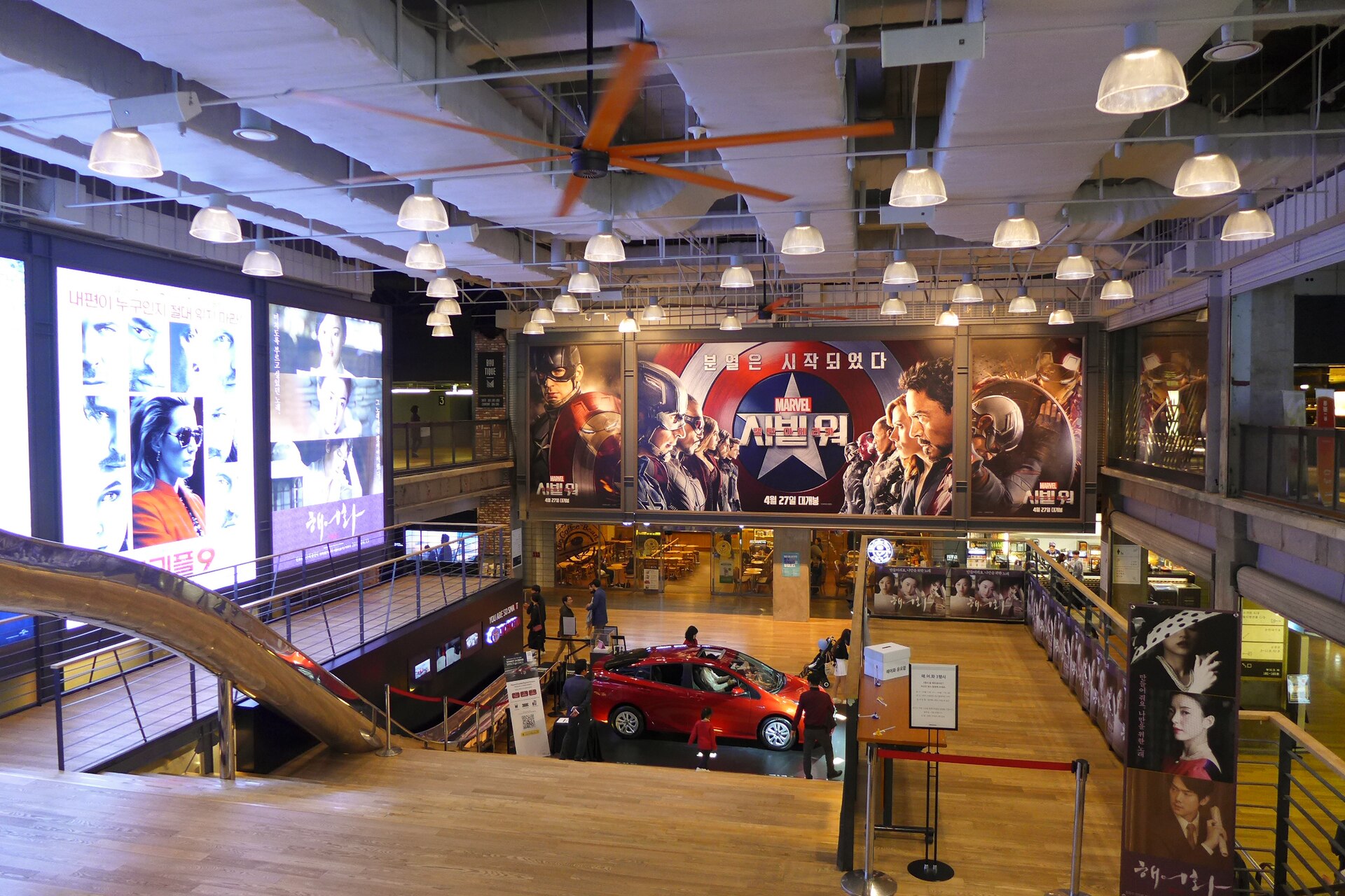 Lobby of the Megabox cinema at COEX Mall in Seoul with film posters on the walls